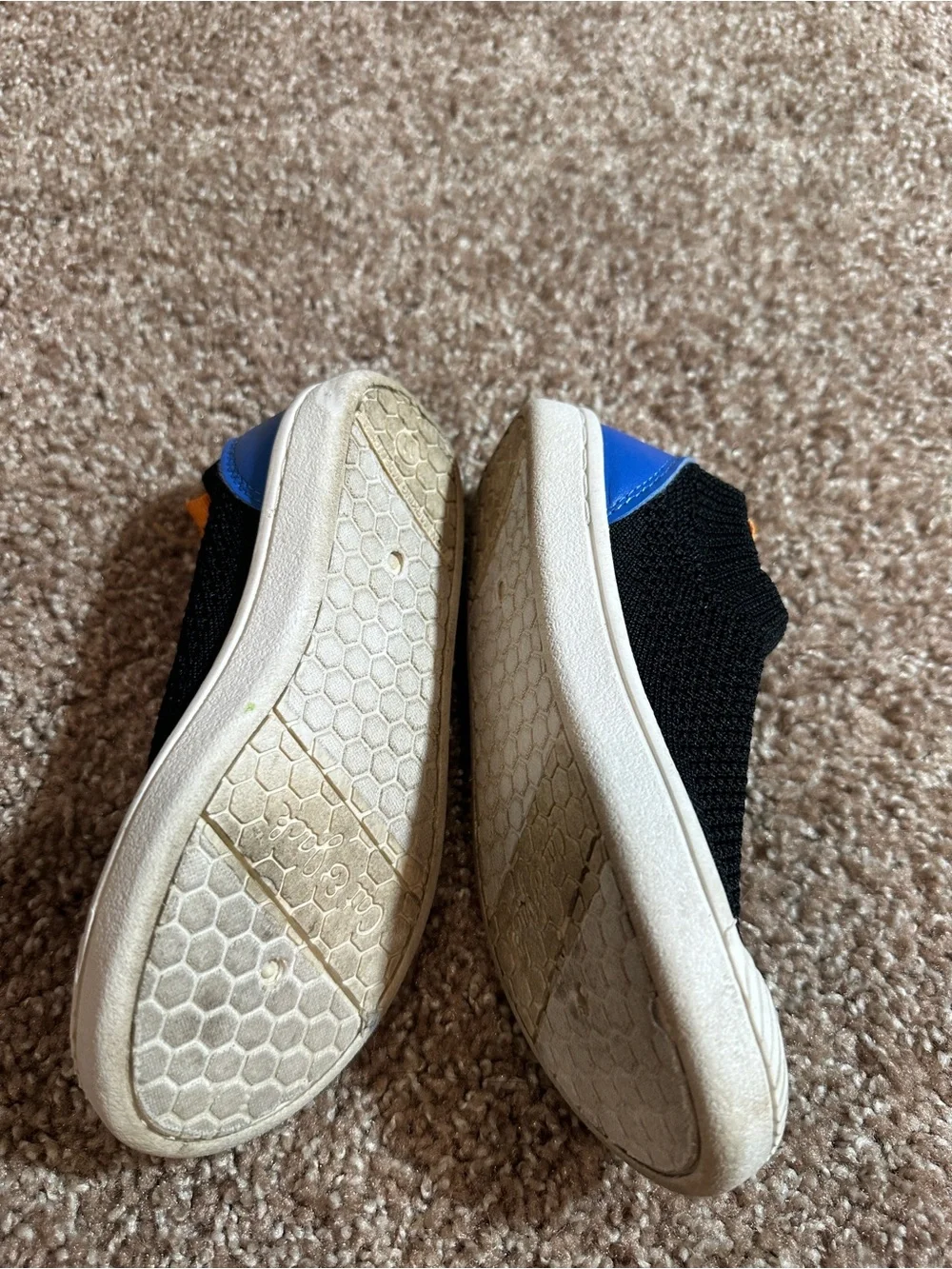 Cat & Jack Black Knit Slip-On Sneakers with Orange Pull Tabs